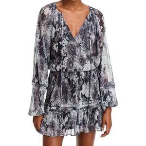 Ramy Brook Black Twilight Aaliyah Metallic Chiffon Mini Dress NWT Large
